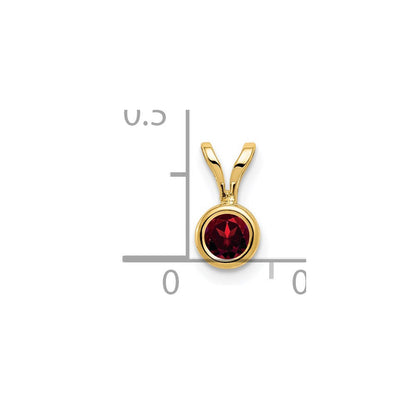 14K Gelbgold Anhänger mit Granat, 4 mm, Zargenfassung