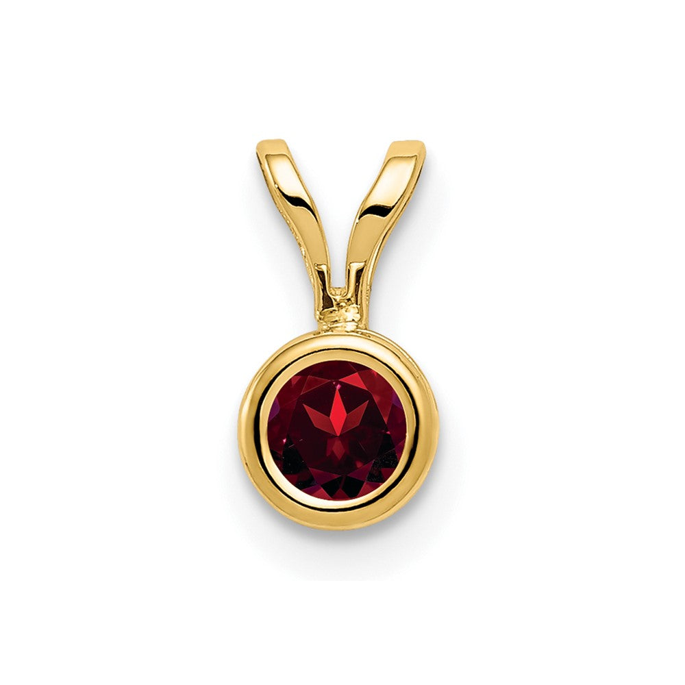 14K Gelbgold Anhänger mit Granat, 4 mm, Zargenfassung