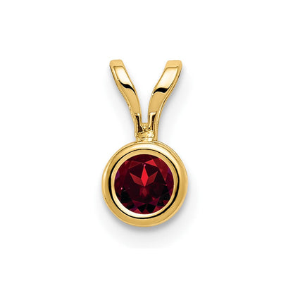 14K Gelbgold Anhänger mit Granat, 4 mm, Zargenfassung