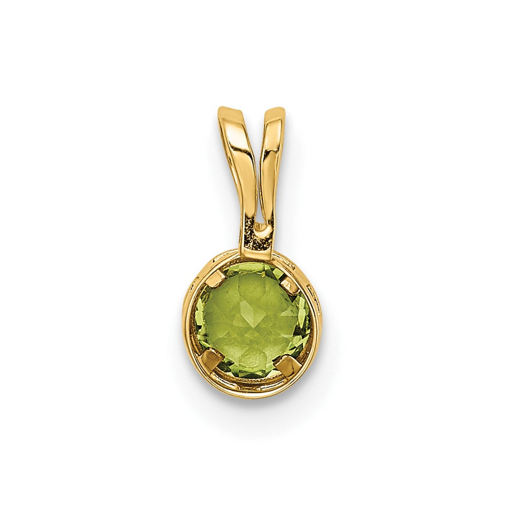 14K Gelbgold 4mm Peridot Anhänger mit Zargenfassung