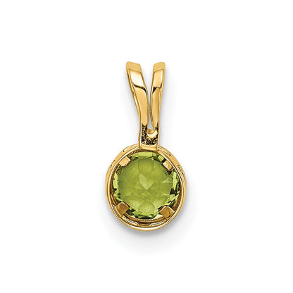 14K Gelbgold 4mm Peridot Anhänger mit Zargenfassung