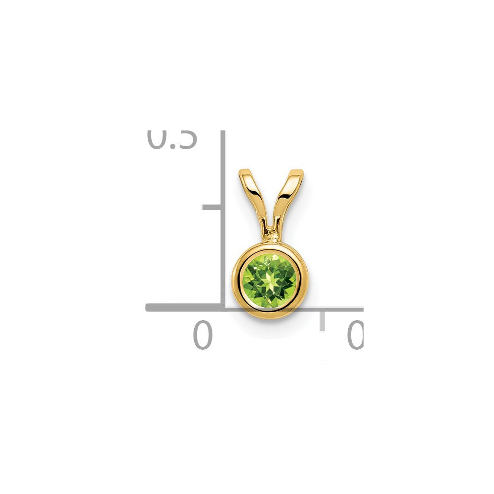 14K Gelbgold 4mm Peridot Anhänger mit Zargenfassung