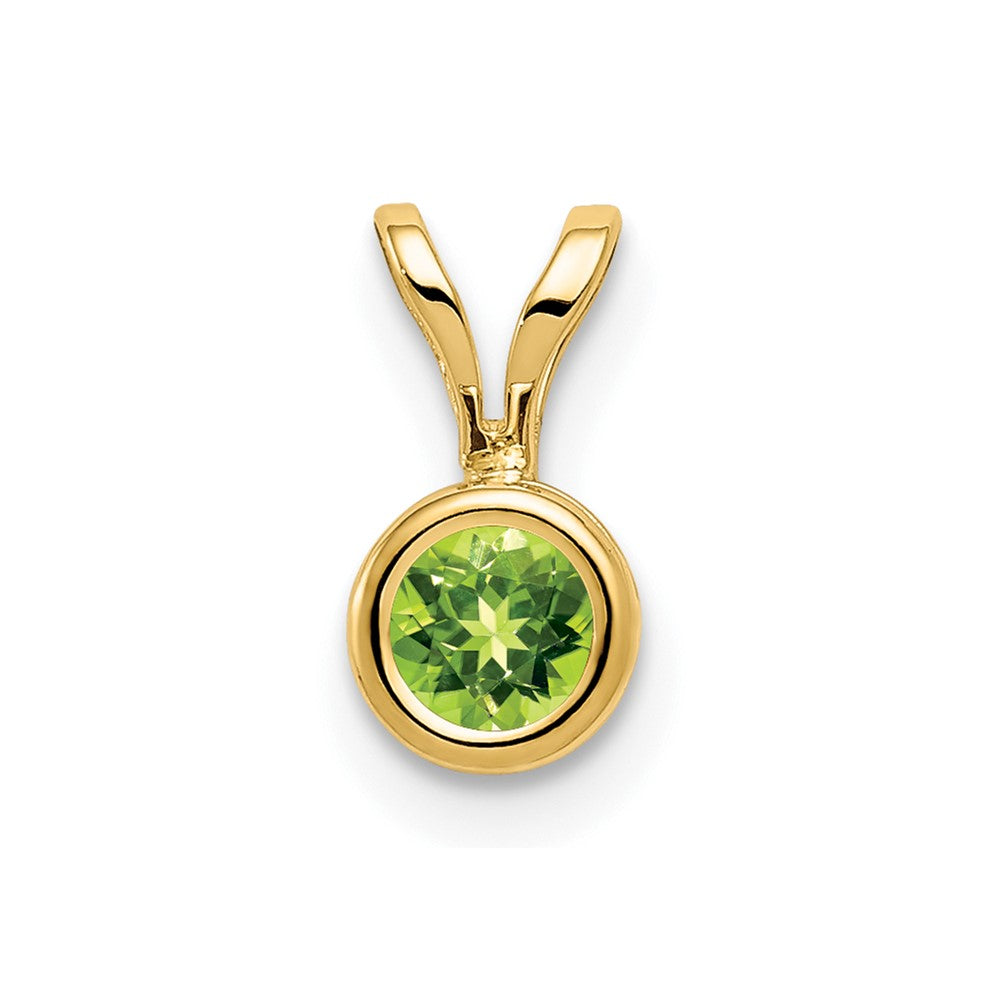 14K Gelbgold 4mm Peridot Anhänger mit Zargenfassung