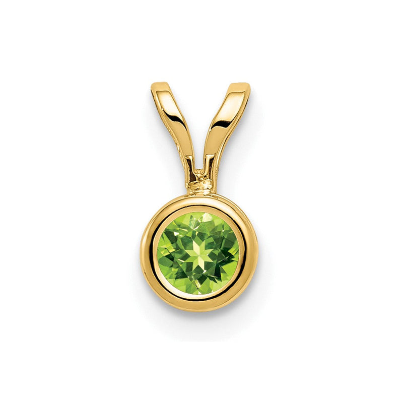 14K Gelbgold 4mm Peridot Anhänger mit Zargenfassung