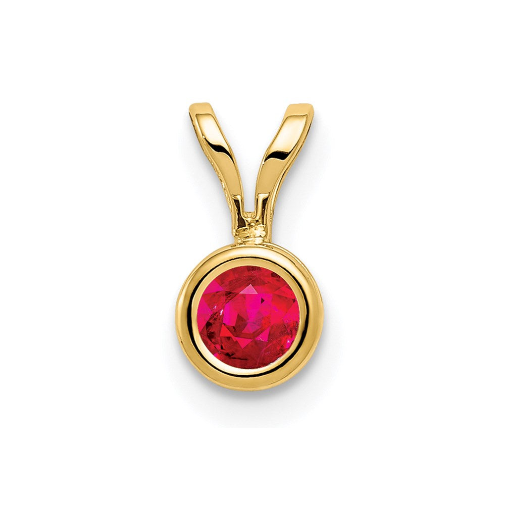 14K Gelbgold 4mm Rubin-Anhänger mit Zargenfassung