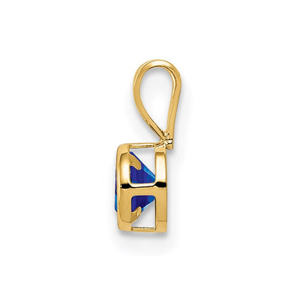 14K Gelbgold Saphir Anhänger mit Zargenfassung, 4 mm