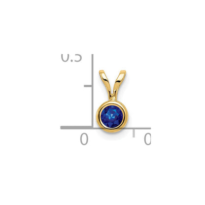 14K Gelbgold Saphir Anhänger mit Zargenfassung, 4 mm