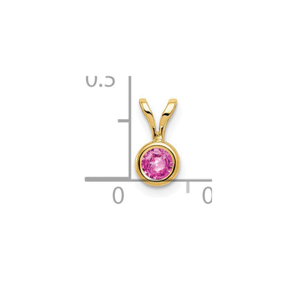 14K Gelbgold 4mm Pink-Saphir Anhänger mit Zargenfassung