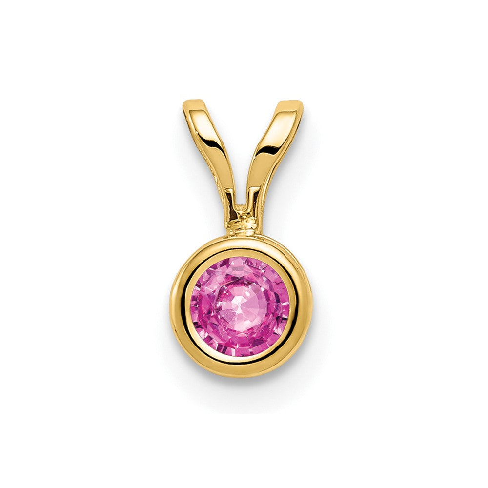 14K Gelbgold 4mm Pink-Saphir Anhänger mit Zargenfassung
