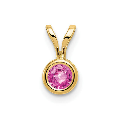 14K Gelbgold 4mm Pink-Saphir Anhänger mit Zargenfassung
