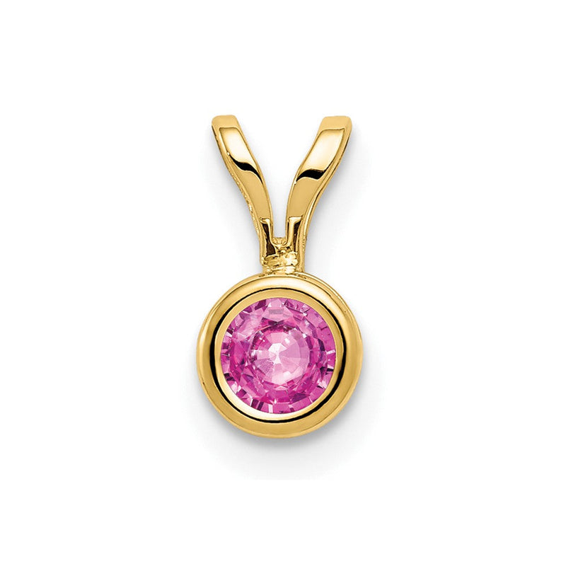 14K Gelbgold 4mm Pink-Saphir Anhänger mit Zargenfassung