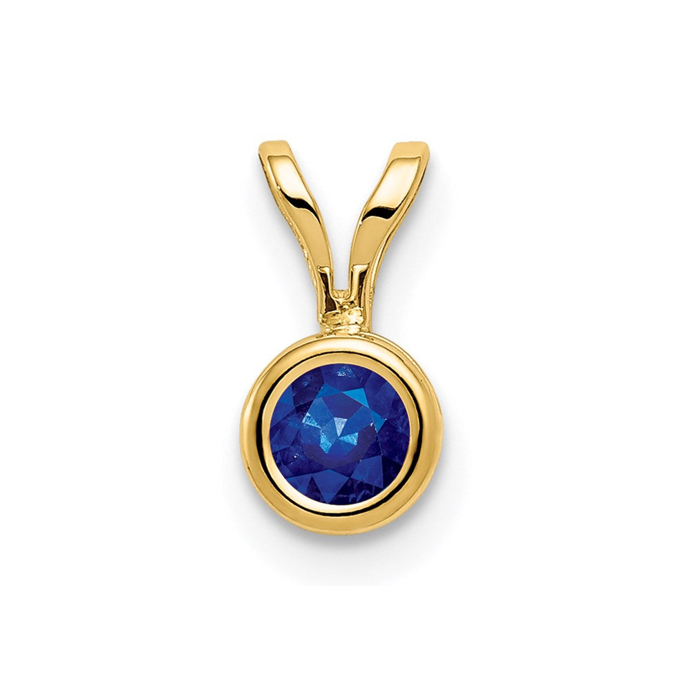14K Gelbgold Saphir Anhänger mit Zargenfassung, 4 mm