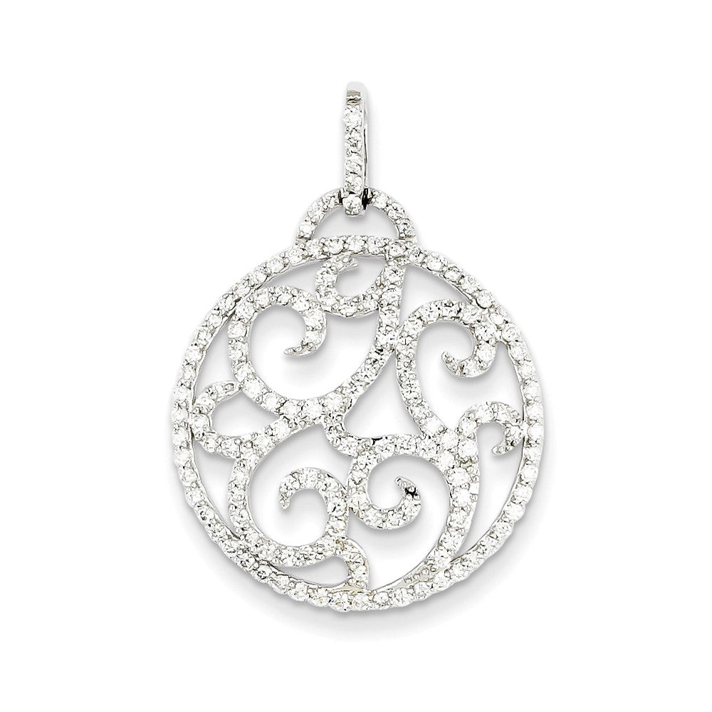 14K Weißgold Anhänger mit ausgefallenem echtem Diamant