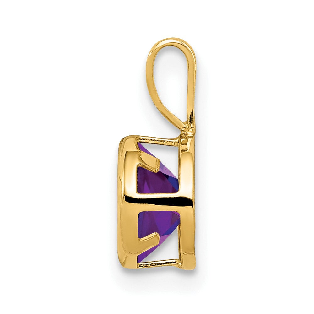 585 Gelbgold Anhänger mit 6 mm Amethyst, Zargenfassung