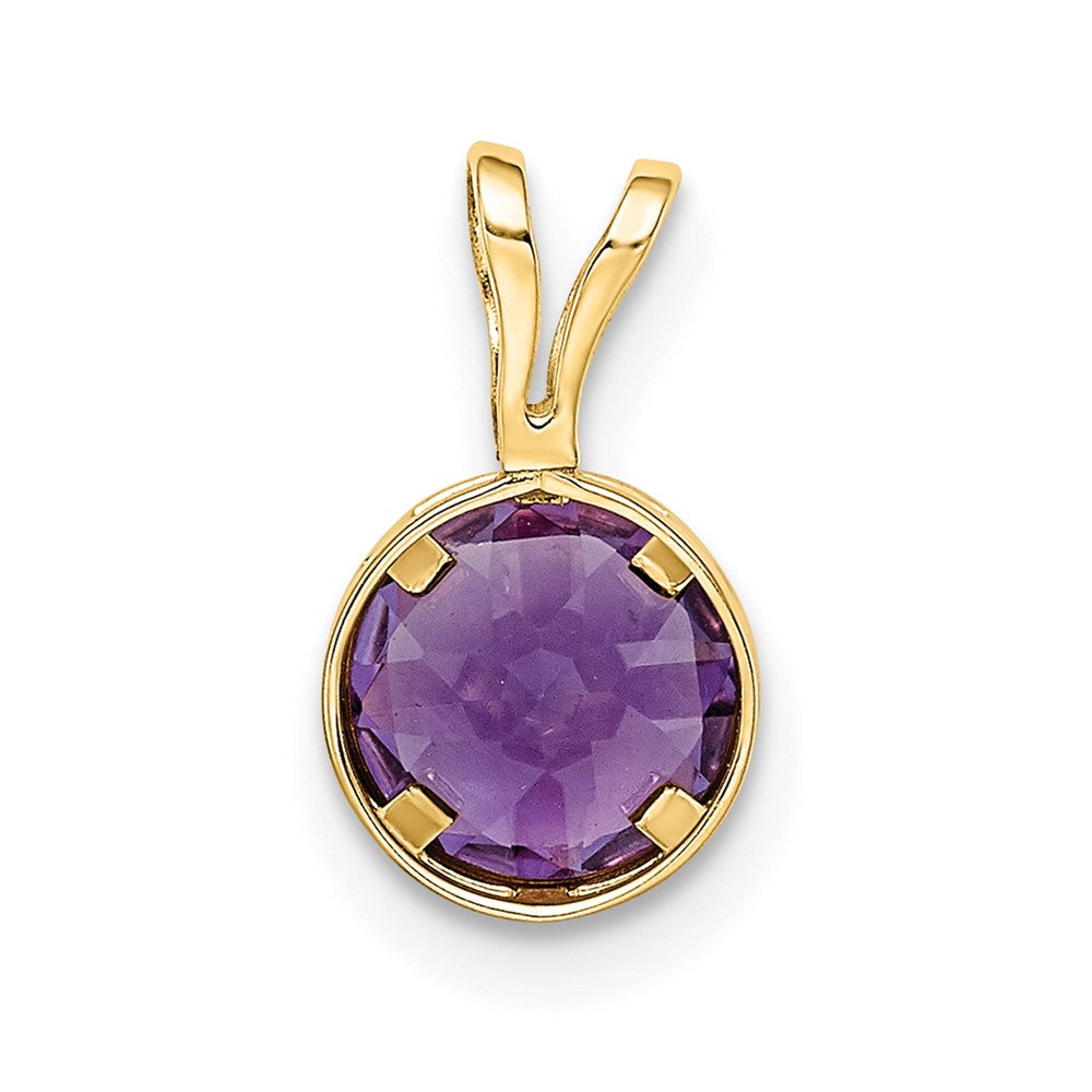 14K Gelbgold Anhänger mit 6-mm-Amethyst im Schachbrettschliff und Zargenfassung