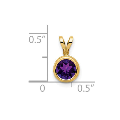 14K Gelbgold Anhänger mit 6-mm-Amethyst im Schachbrettschliff und Zargenfassung
