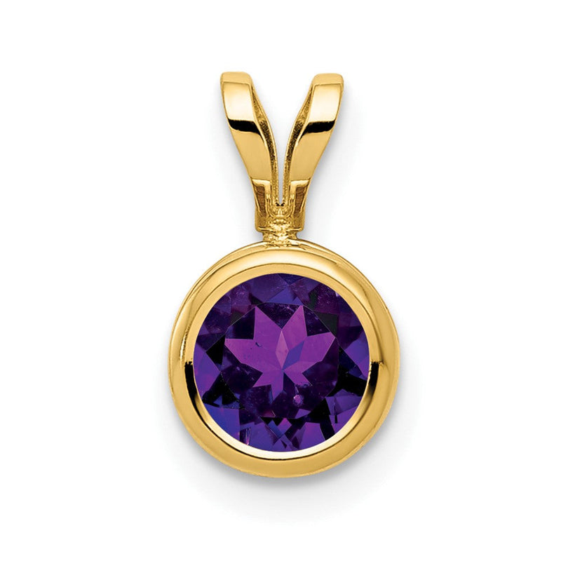 14K Gelbgold Anhänger mit 6-mm-Amethyst im Schachbrettschliff und Zargenfassung