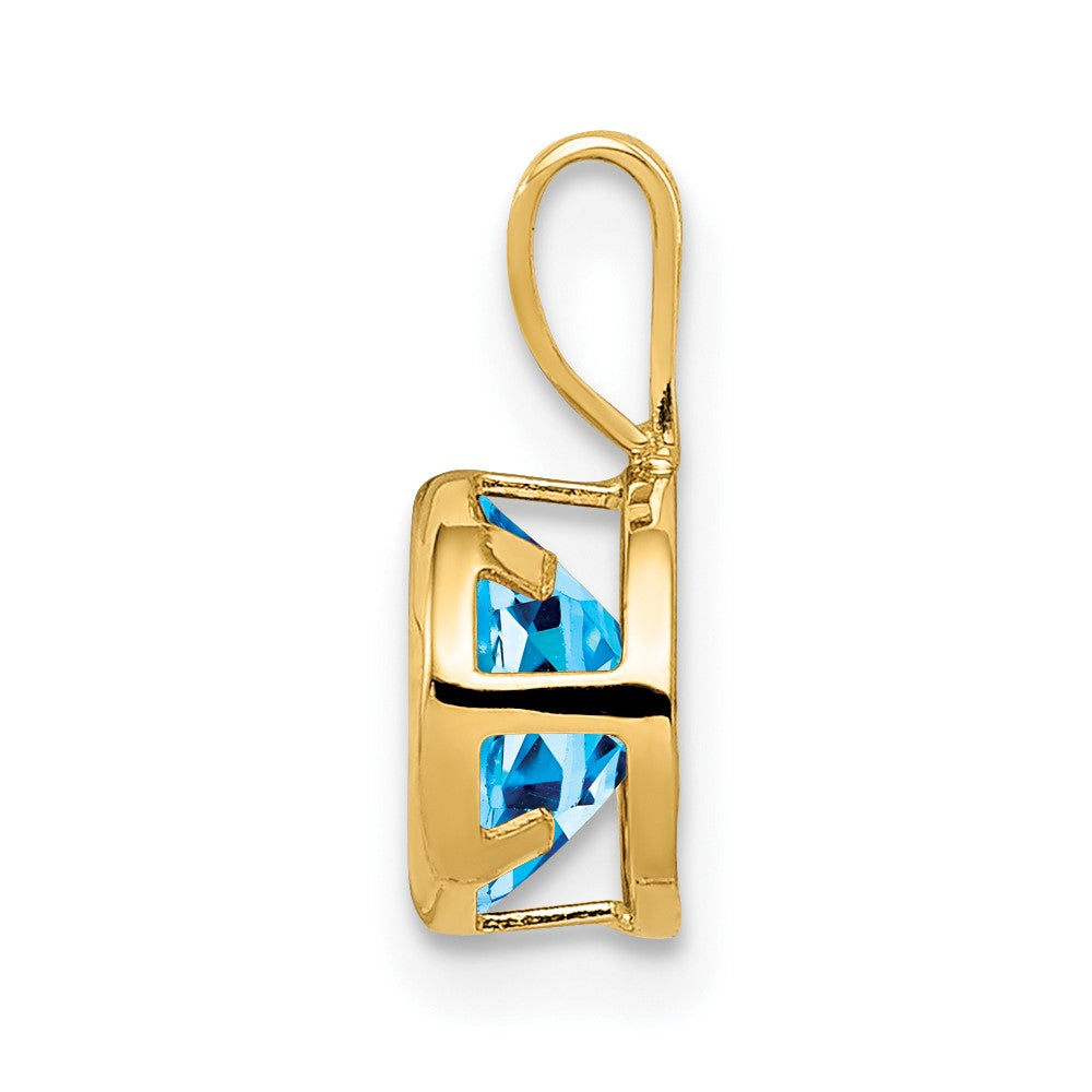 14K Gelbgold 6-mm-Blautopas-Anhänger mit Zargeneinfassung
