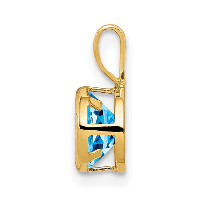 14K Gelbgold 6-mm-Blautopas-Anhänger mit Zargeneinfassung