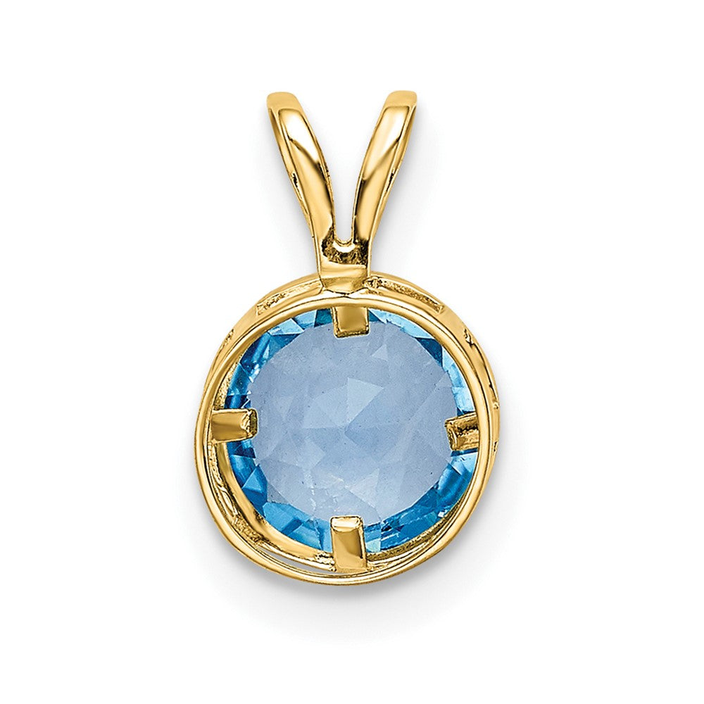 14K Gelbgold 6-mm-Blautopas-Anhänger mit Zargeneinfassung