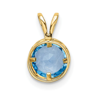14K Gelbgold 6-mm-Blautopas-Anhänger mit Zargeneinfassung