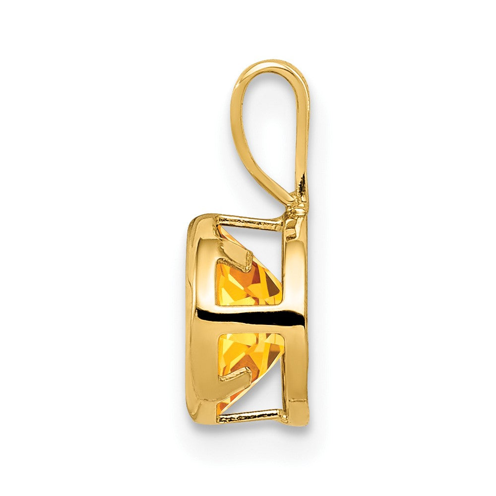14K Gelbgold Anhänger mit 6 mm Citrin im Schachbrettschliff und Zargenfassung