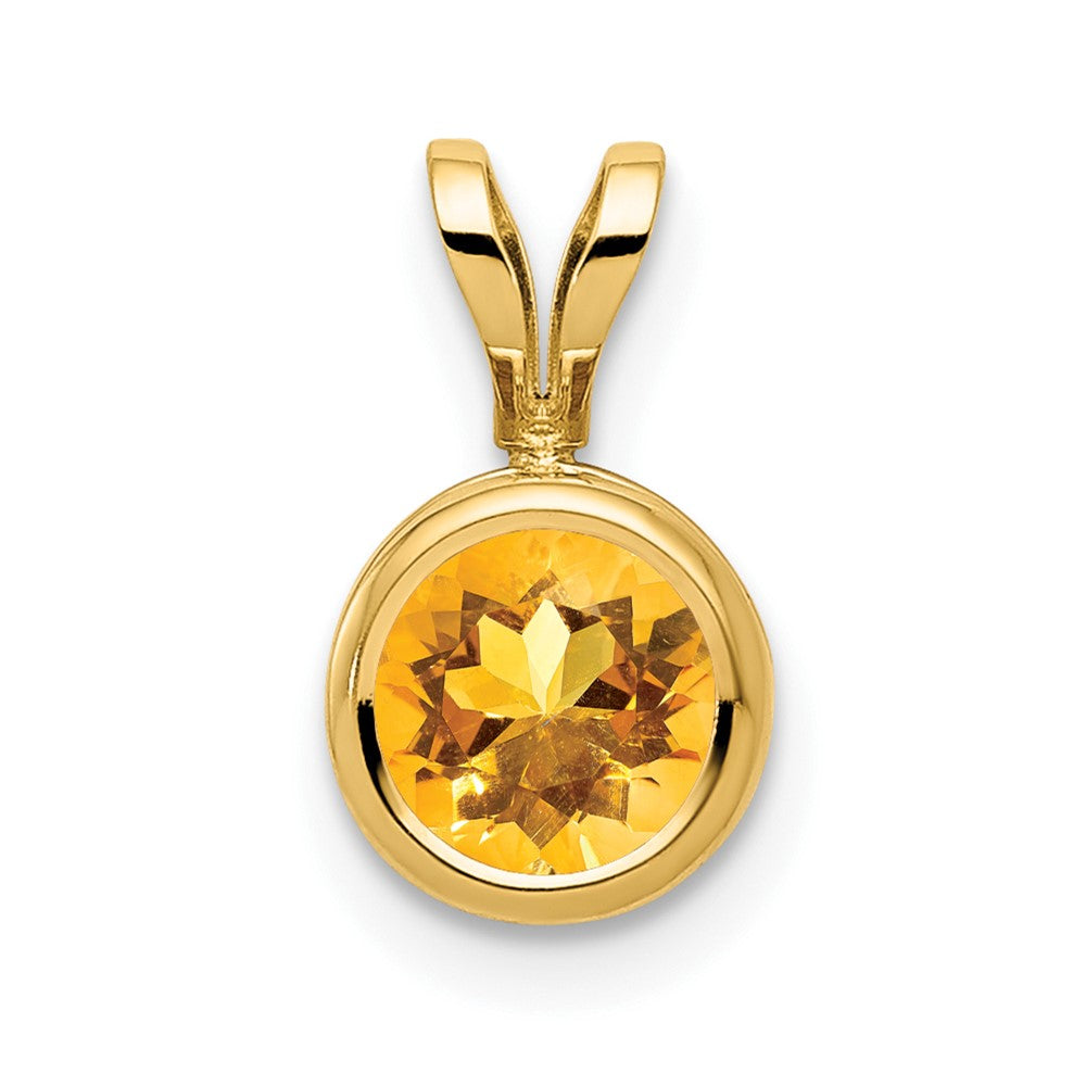 14K Gelbgold 6-mm-Citrin-Anhänger mit Zargenfassung