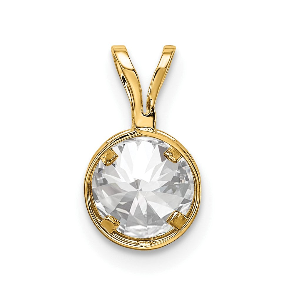 14K Gelbgold 14K 6mm Zirkonia Zargenfassung Anhänger