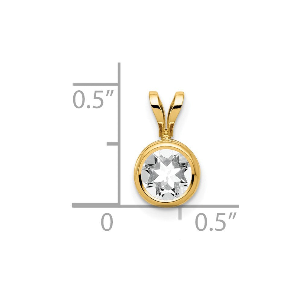 14K Gelbgold 14K 6mm Zirkonia Zargenfassung Anhänger