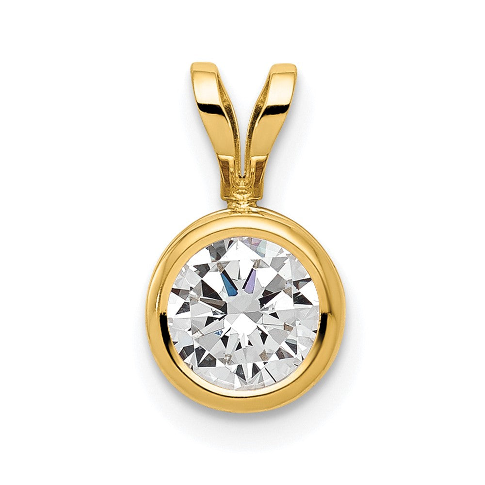 14K Gelbgold 14K 6mm Zirkonia Zargenfassung Anhänger