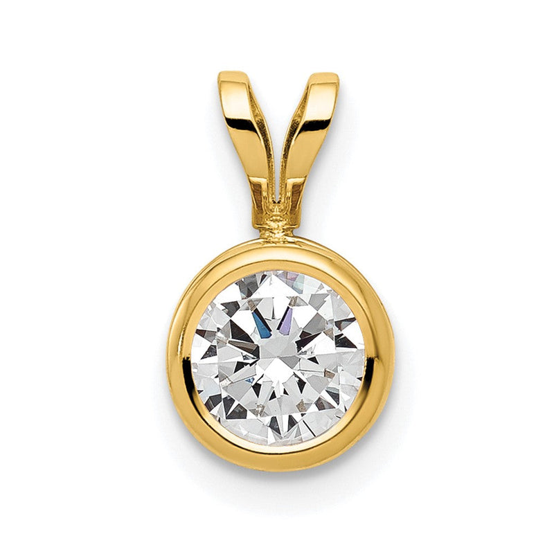 14K Gelbgold 14K 6mm Zirkonia Zargenfassung Anhänger