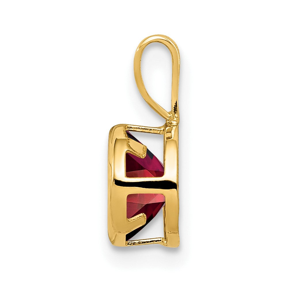 14K Gelbgold Anhänger mit Granat, 6 mm, Zargenfassung