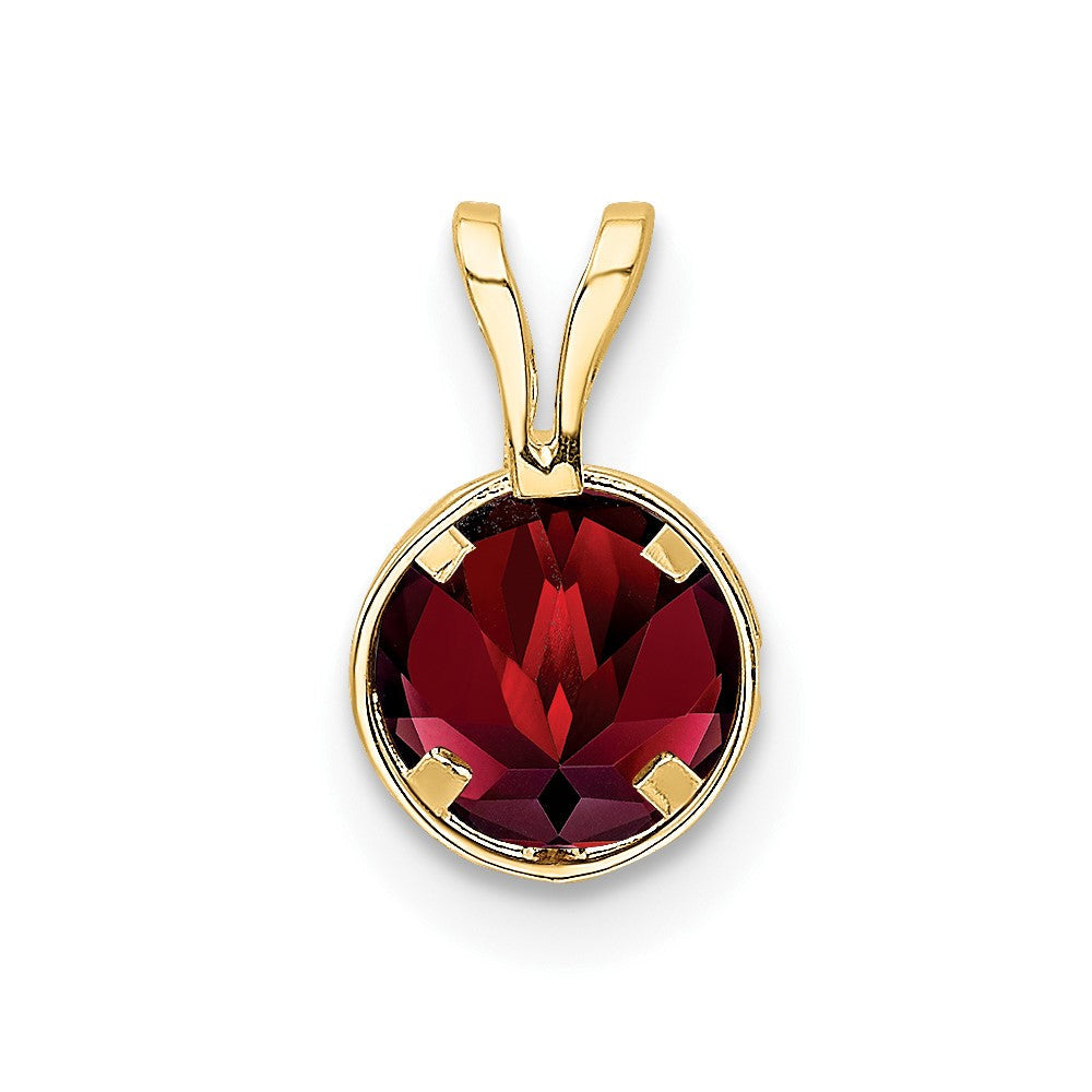 14K Gelbgold Anhänger mit Granat, 6 mm, Zargenfassung