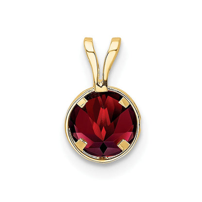 14K Gelbgold Anhänger mit Granat, 6 mm, Zargenfassung