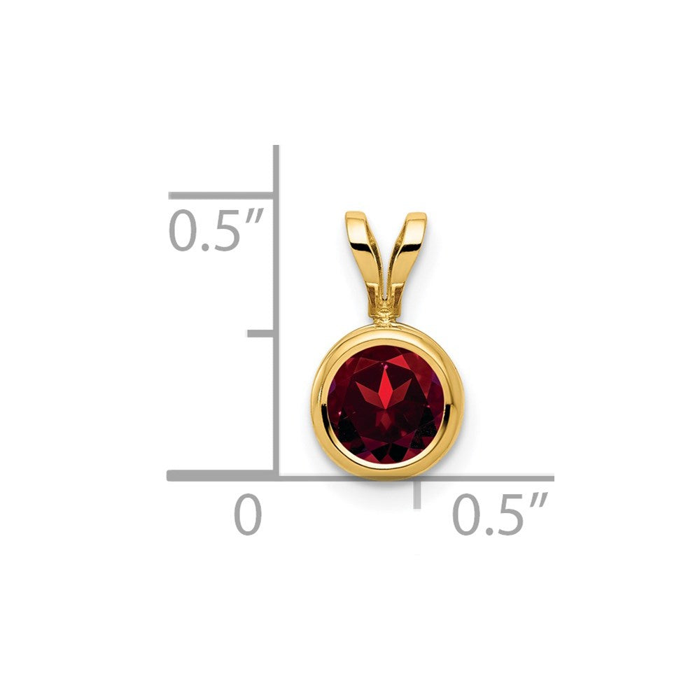 14K Gelbgold Anhänger mit Granat, 6 mm, Zargenfassung