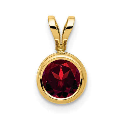 14K Gelbgold Anhänger mit Granat, 6 mm, Zargenfassung