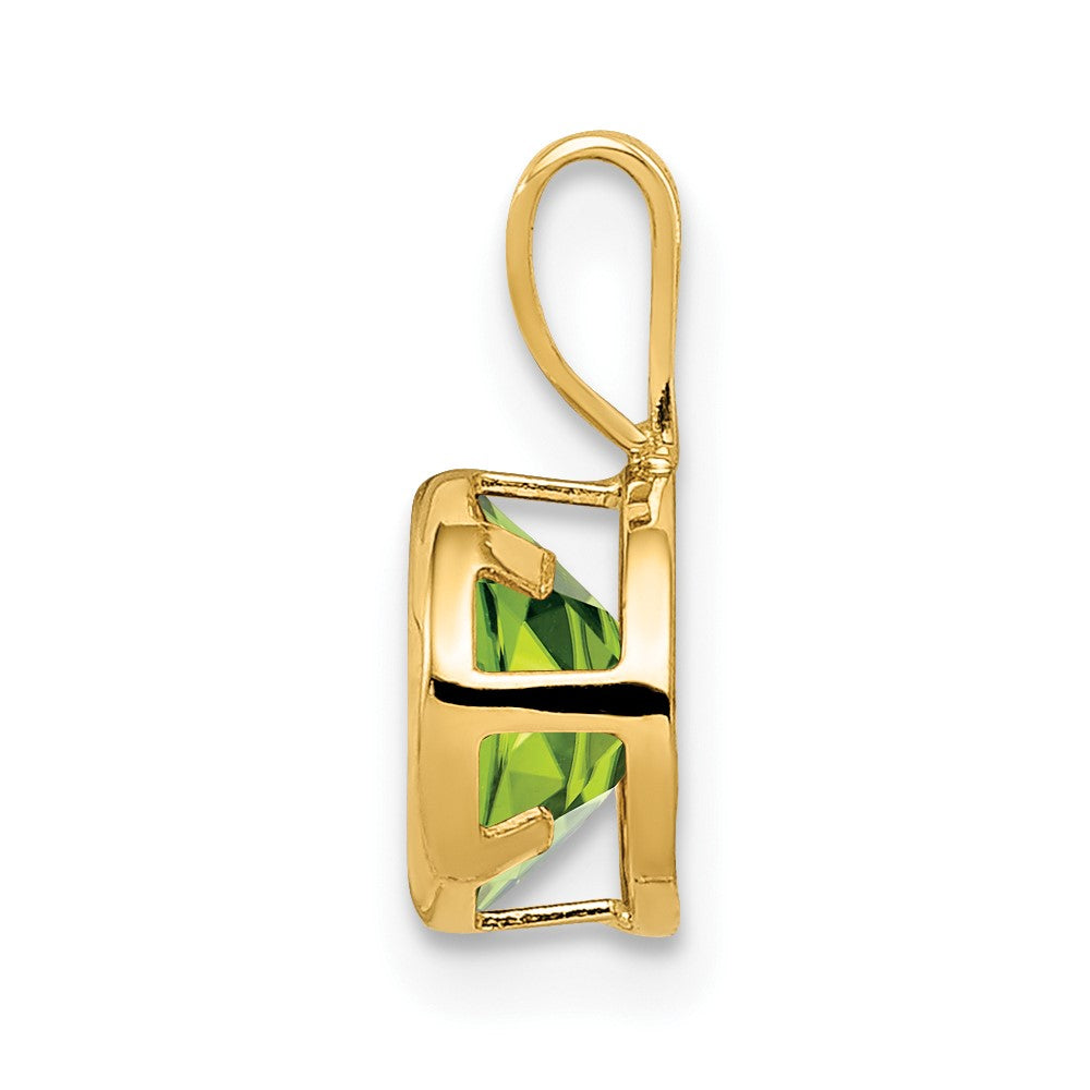 14K Gelbgold Peridot-Anhänger mit Zargenfassung, 6 mm