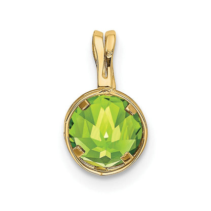 14K Gelbgold Peridot-Anhänger mit Zargenfassung, 6 mm