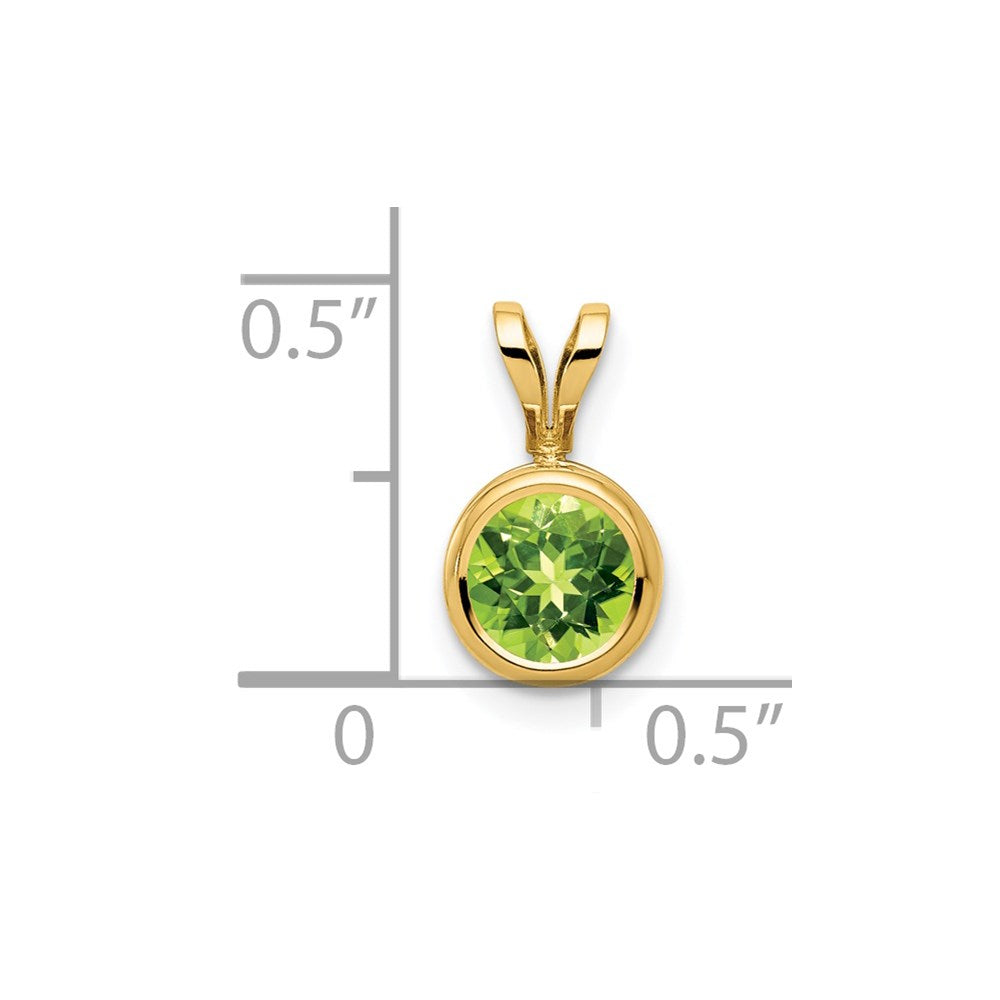 14K Gelbgold Peridot-Anhänger mit Zargenfassung, 6 mm