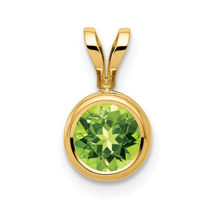 14K Gelbgold Peridot-Anhänger mit Zargenfassung, 6 mm