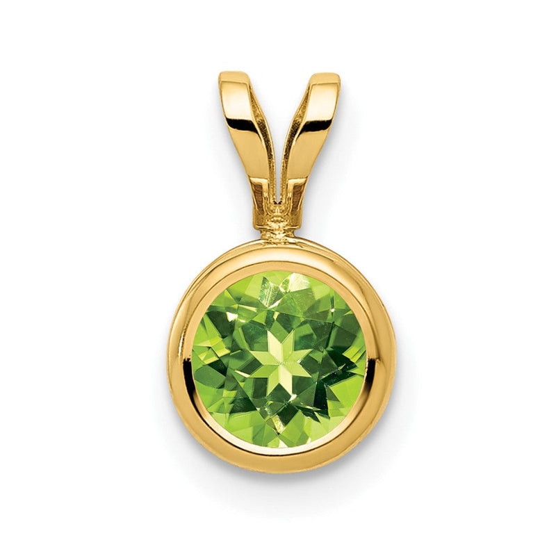 14K Gelbgold Peridot-Anhänger mit Zargenfassung, 6 mm