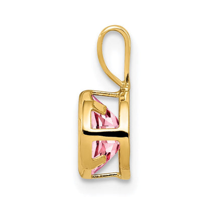 14K Gelbgold Anhänger mit Turmalin in Rosa, 6 mm, Zargenfassung