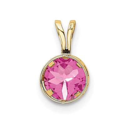 14K Gelbgold Anhänger mit Turmalin in Rosa, 6 mm, Zargenfassung