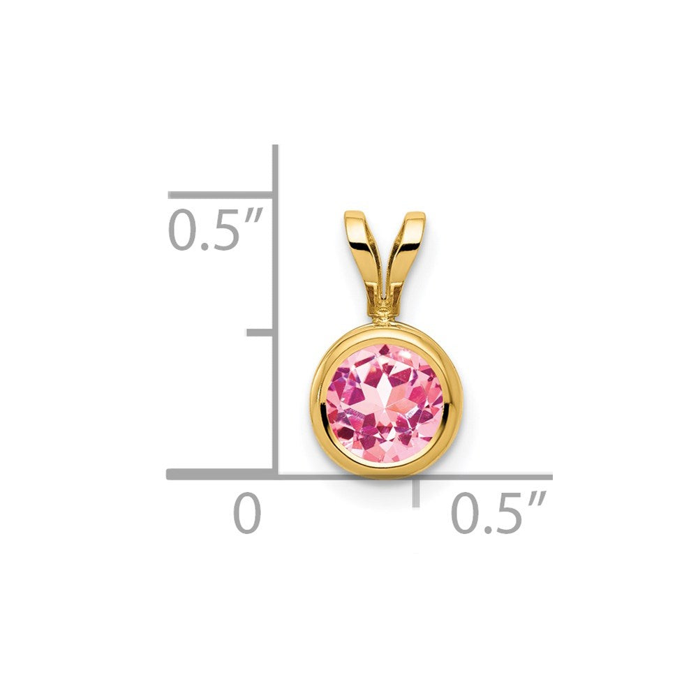 14K Gelbgold Anhänger mit Turmalin in Rosa, 6 mm, Zargenfassung