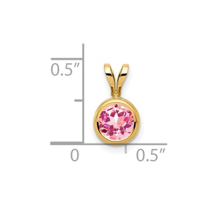 14K Gelbgold Anhänger mit Turmalin in Rosa, 6 mm, Zargenfassung