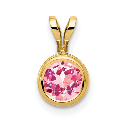 14K Gelbgold Anhänger mit Turmalin in Rosa, 6 mm, Zargenfassung