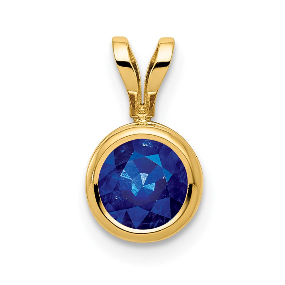 14K 6 mm Saphir-Anhänger mit Zargenfassung