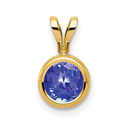 14K Gelbgold Anhänger mit Tansanit, 6 mm, Zargenfassung