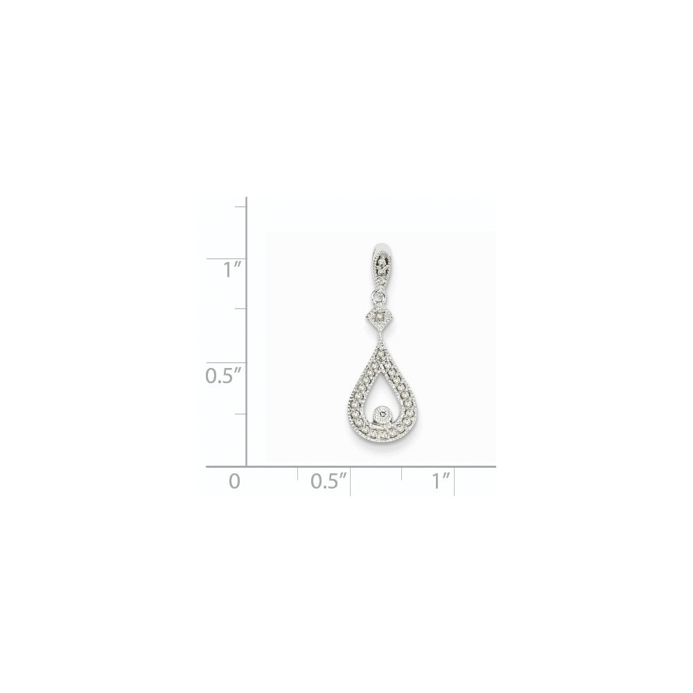 14K Weißgold Vintage-Anhänger Tropfenform mit echten Diamanten