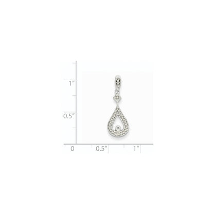 14K Weißgold Vintage-Anhänger Tropfenform mit echten Diamanten
